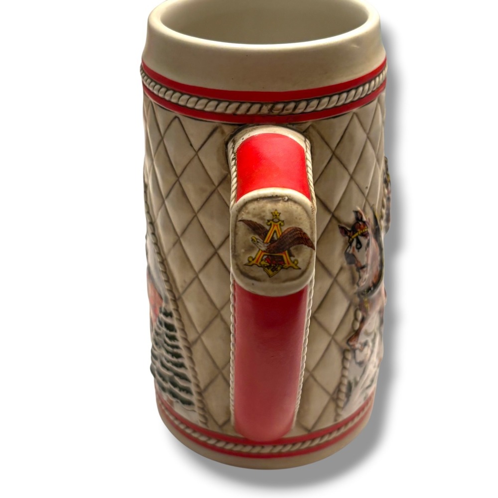 Vintage Budweiser 1985 Holiday Beer Stein Clydesdales Winter Scene A Series - Picture 4 of 6